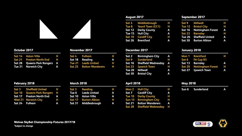 2017/18 Fixtures Released Club News Wolverhampton Wanderers FC