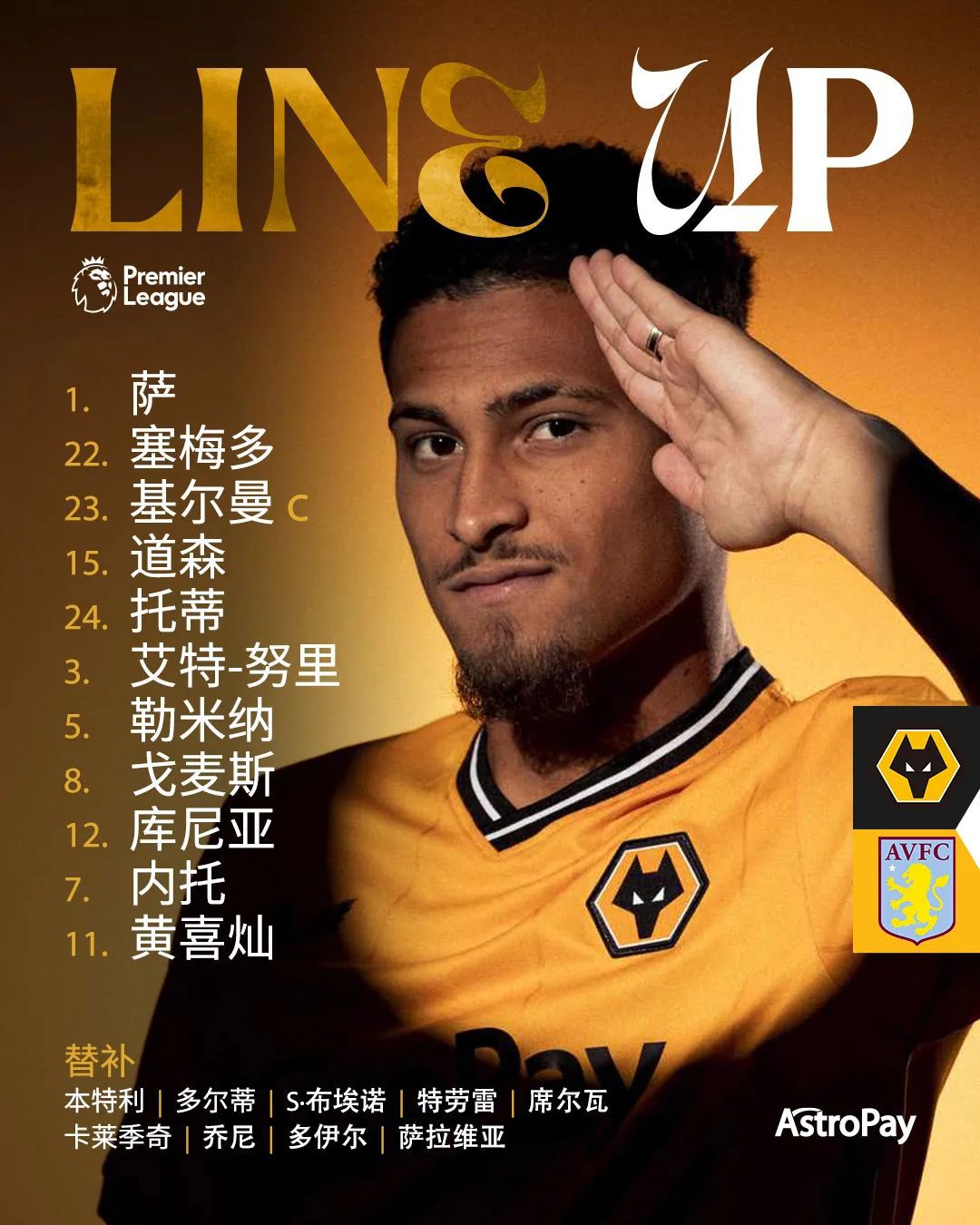 战报】又见内托助攻黄喜灿进球！狼队主场战平维拉| 中文| News | Wolverhampton Wanderers FC